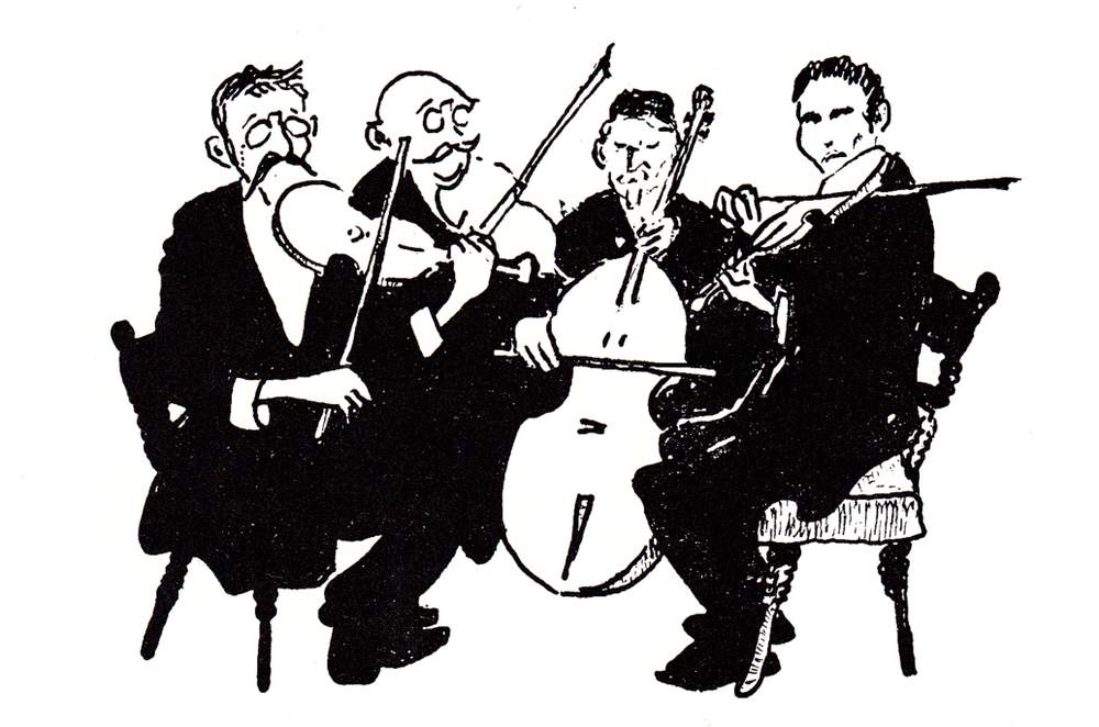 Illustration by William Heinesen: Bakar Hansen &amp;amp; Glataðu Spælimenninir.